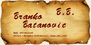 Branko Batanović vizit kartica